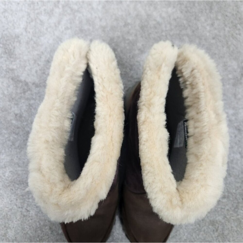 The North Face Bella Alta Brown Suede Winter Snow Boots Faux Fur Lining Size 8 - Picture 6 of 9